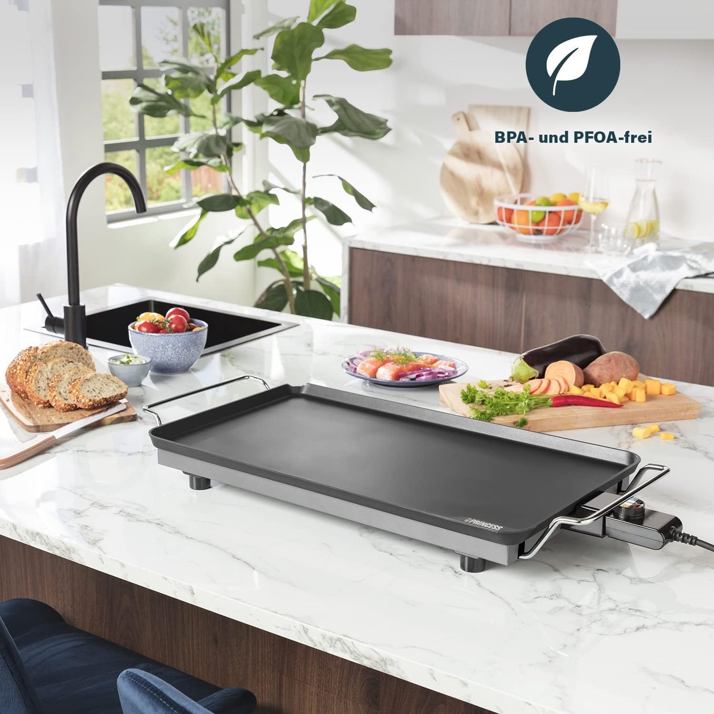 Pllakë elektrike gatimi PRINCESS Table Chef XXL Classic, 60×36 cm, 2500w, e zezë
