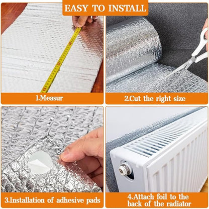 Foli reflektuese për radiator EASYmaxx Wärme-Reflexionsfolie für Heizkörper, alumini, 100x70cm