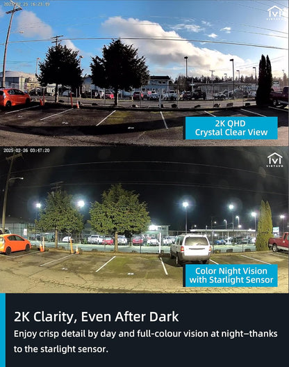 Kamerë sigurie VIRTAVO VistaFask 2K QHD, Wireless, Indoor/Outdoor, Alexa, e bardhë/zezë