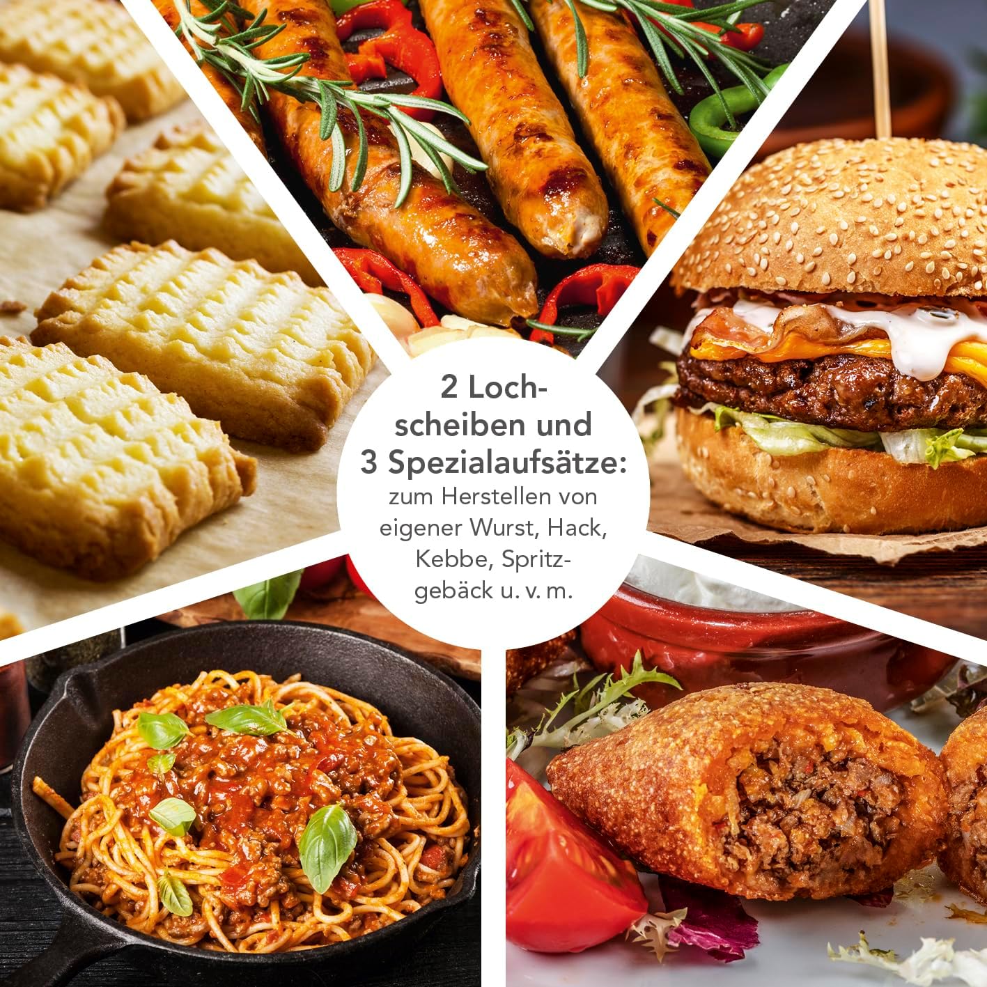 Makinë për bluarje mishi GOURMETmaxx Fleischwolf, 1300W, e bardhë