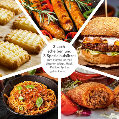 Makinë për bluarje mishi GOURMETmaxx Fleischwolf, 1300W, e bardhë