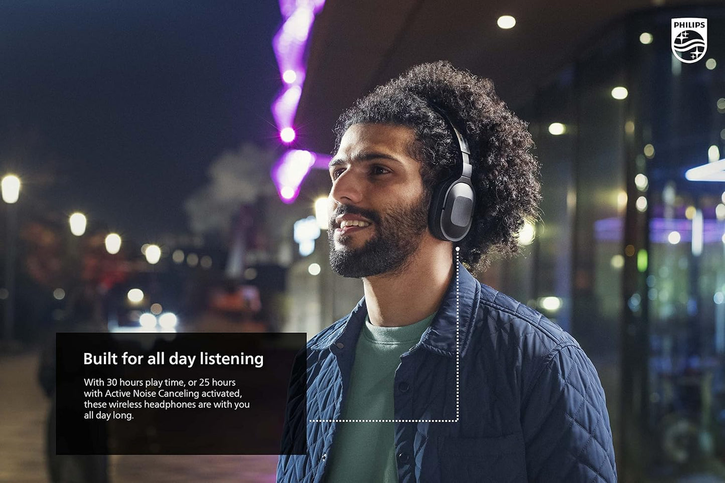 Kufje Philips 6000 Series TAH6506 me Active Noise Cancelling, Bluetooth, Over-Ear, të zeza