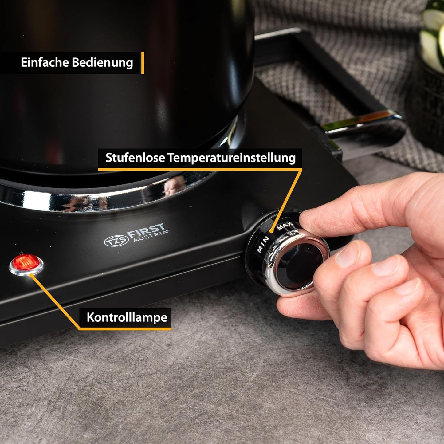 Pllakë gatimi infra të kuqe TZS First Austria FA-5096-6, 2500 W, e zezë