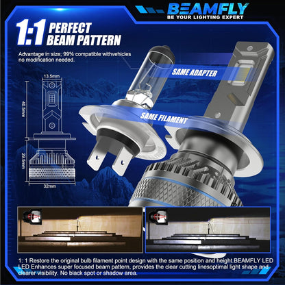 Drita LED për Veturë BEAMFLY High Power Headlight, dritë e bardhë, 12V, Plug & Play, trup alumini