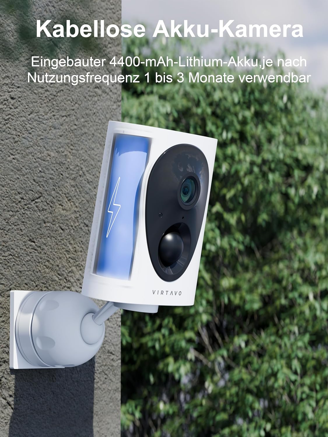 Kamerë sigurie VIRTAVO VistaFask 2K QHD, Wireless, Indoor/Outdoor, Alexa, e bardhë/zezë