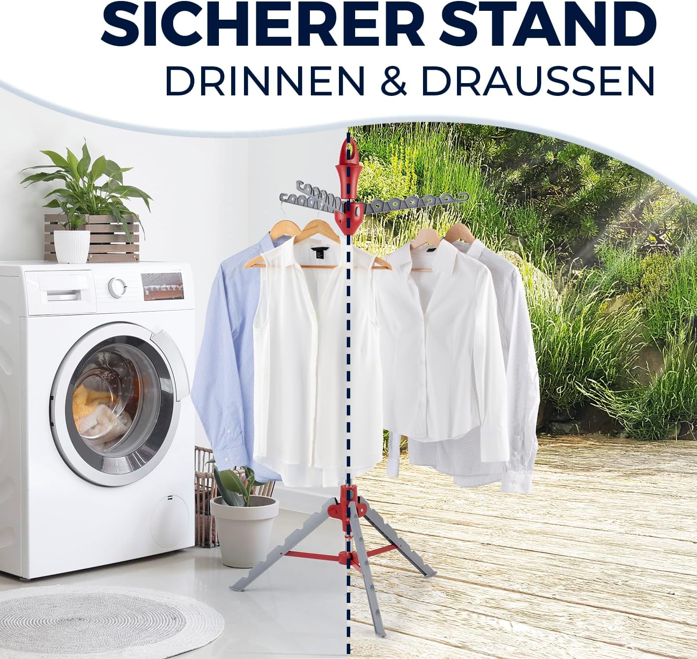 Mbajtëse rrobash EASYmaxx Wäscheständer, palosëse vertikale, lartësi 160–170 cm, metalike, ngjyrë gri