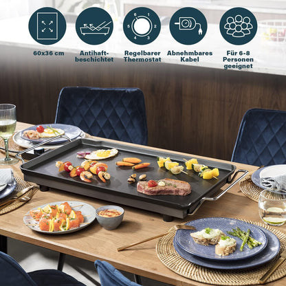 Pllakë elektrike gatimi PRINCESS Table Chef XXL Classic, 60×36 cm, 2500w, e zezë