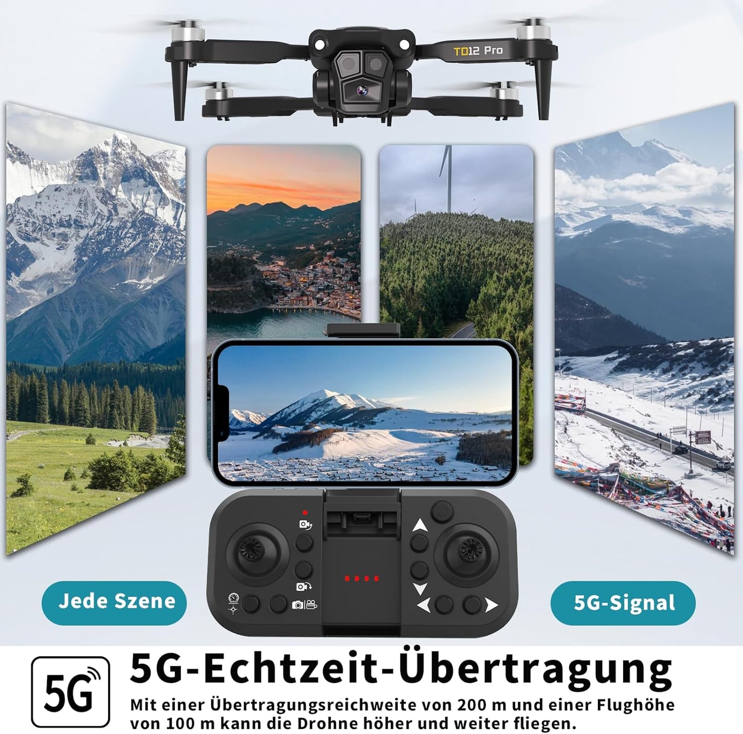 Dron Toladrone TD12 PRO, 1080P, brushless, i zi