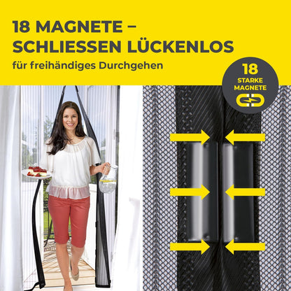 Perde magnetike për dyer EASYmaxx, 90 x 210 cm, e zezë/transparente