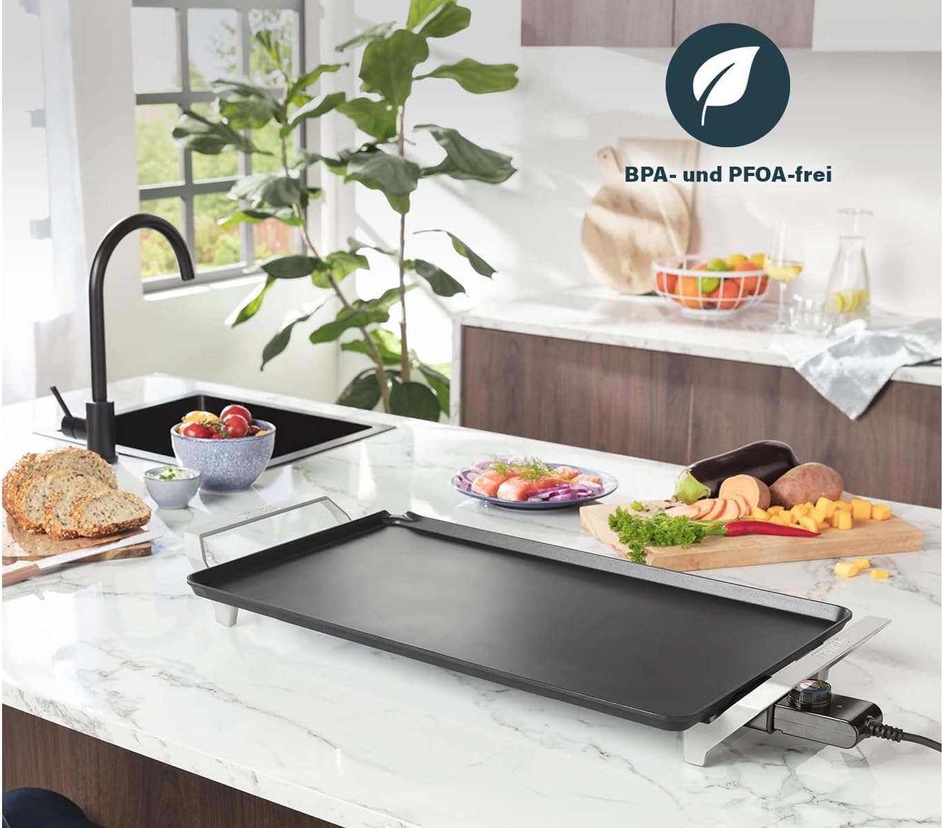 Grill tavoline PRINCESS Table Chef Premium XXL, 2500W, 36 x 60 cm, e zezë/Inox