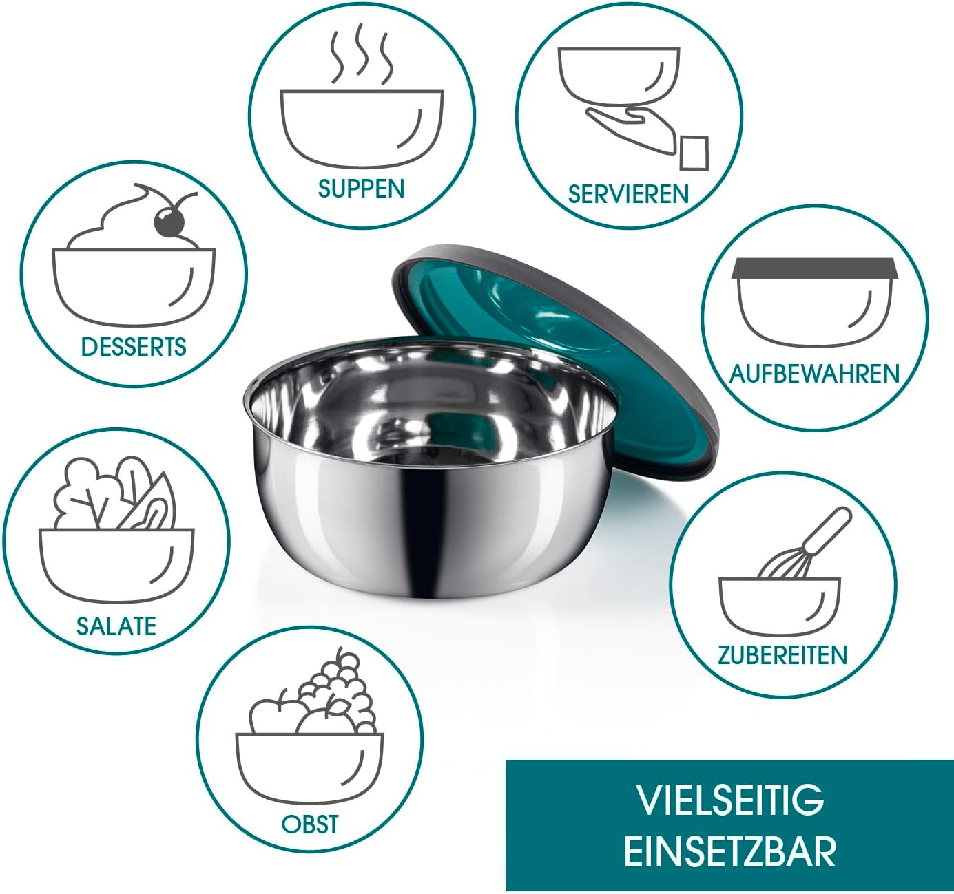 Set tasa GOURMETmaxx Edelstahlschüsseln, 8 pjesë, inox