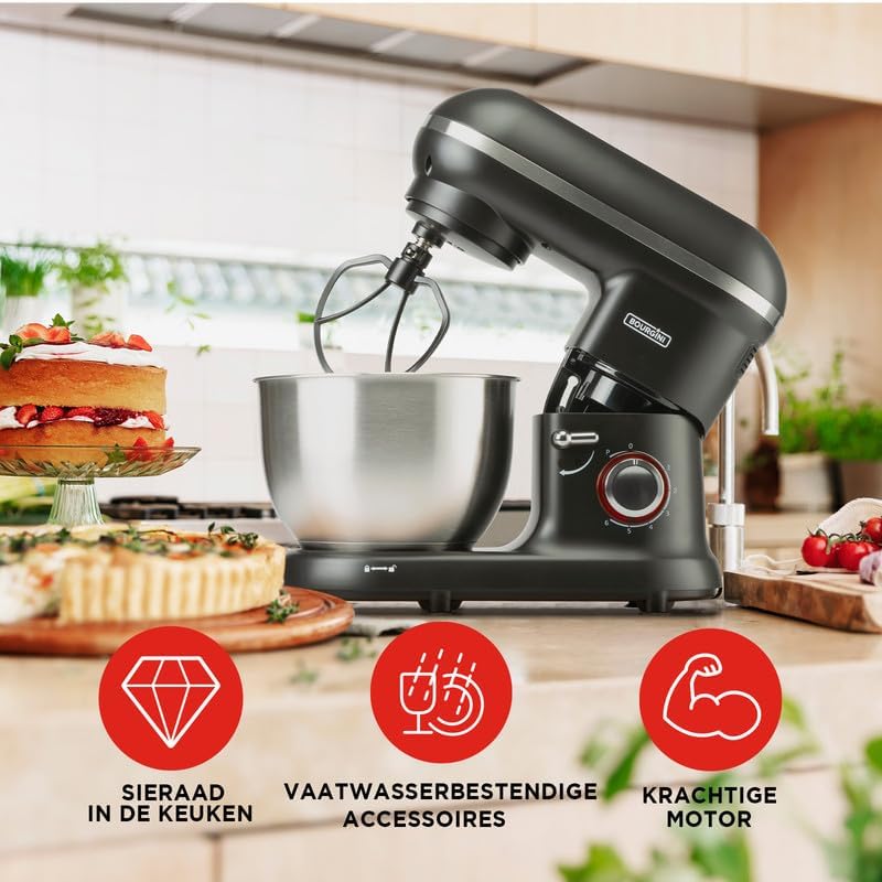 Mikser Bourgini Classic Kitchen Chef Black, 4.5L, 1000W, i zi