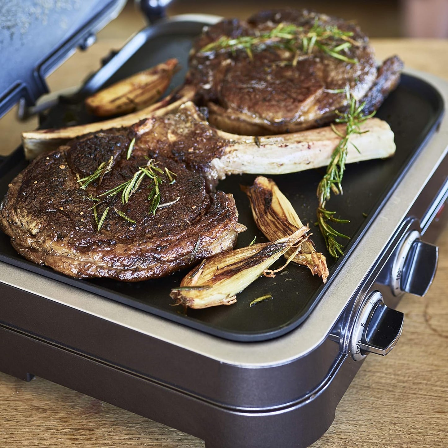Grill elektrik Cuisinart GR47E, 1650W, 36 x 33 cm, i hirtë