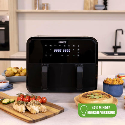 Fritezë Princess Double Basket Airfryer, 2x4L, 2400W, e zezë