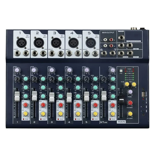 Mikser audio LIVE Mixing Console, 7 kanale, Echo/Delay, USB, Phantom 48V