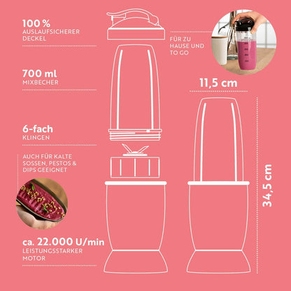 Blender Personal GOURMETmaxx Nutri Mixer, 500W, 22.000 rpm