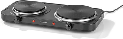 Pllakë elektrike e dyfishtë GOURMETmaxx Doppel-Herdplatte, 2500W, Ø15.5cm + Ø18.5cm, e zezë