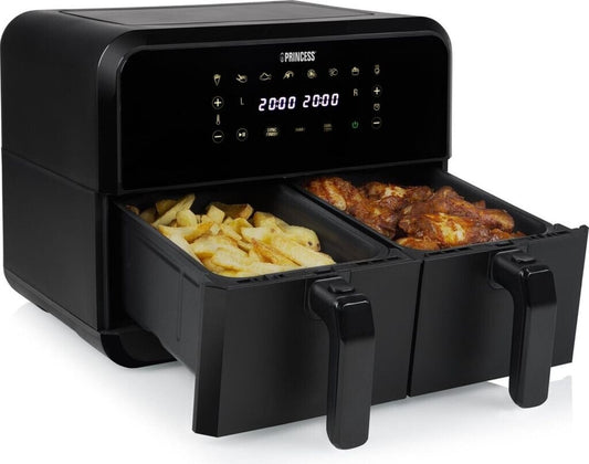 Fritezë PRINCESS Double Basket Airfryer, 2x4L, 2400W, Sync, e zezë