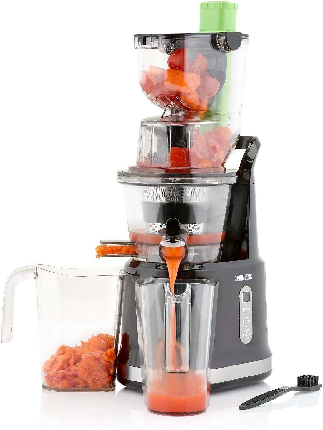 Shtrydhëse frutash PRINCESS Slow Juicer Easy Fill, 200W, 45–60 RPM, e zezë