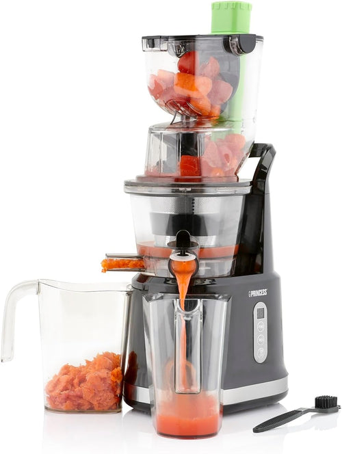 Shtrydhëse frutash PRINCESS Slow Juicer Easy Fill, 200W, 45–60 RPM, e zezë