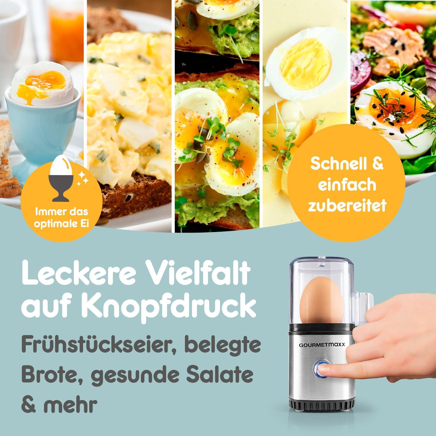 Zierëse e vezëve Elektrike GOURMETmaxx Design-Eierkocher, 1 copë, inox