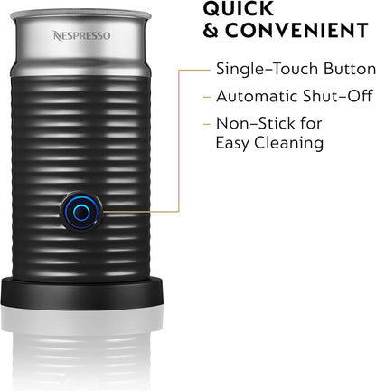 Vlues për qumësht Nespresso Aeroccino 3, 450W, 240 ml, i zi