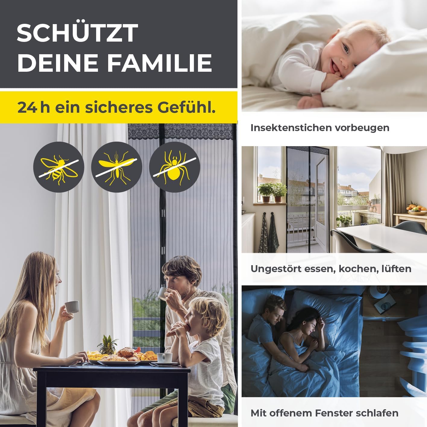 Perde magnetike për dyer EASYmaxx, 90 x 210 cm, e zezë/transparente