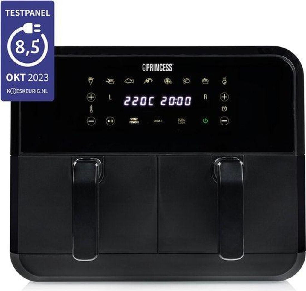 Fritezë PRINCESS Double Basket Airfryer, 2x4L, 2400W, Sync, e zezë