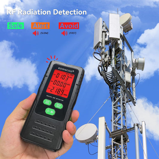 Detektor për fusha elektromagnetike RDINSCOS EMF Detector, EF/MF/RF, LCD, i zi/gjelbër