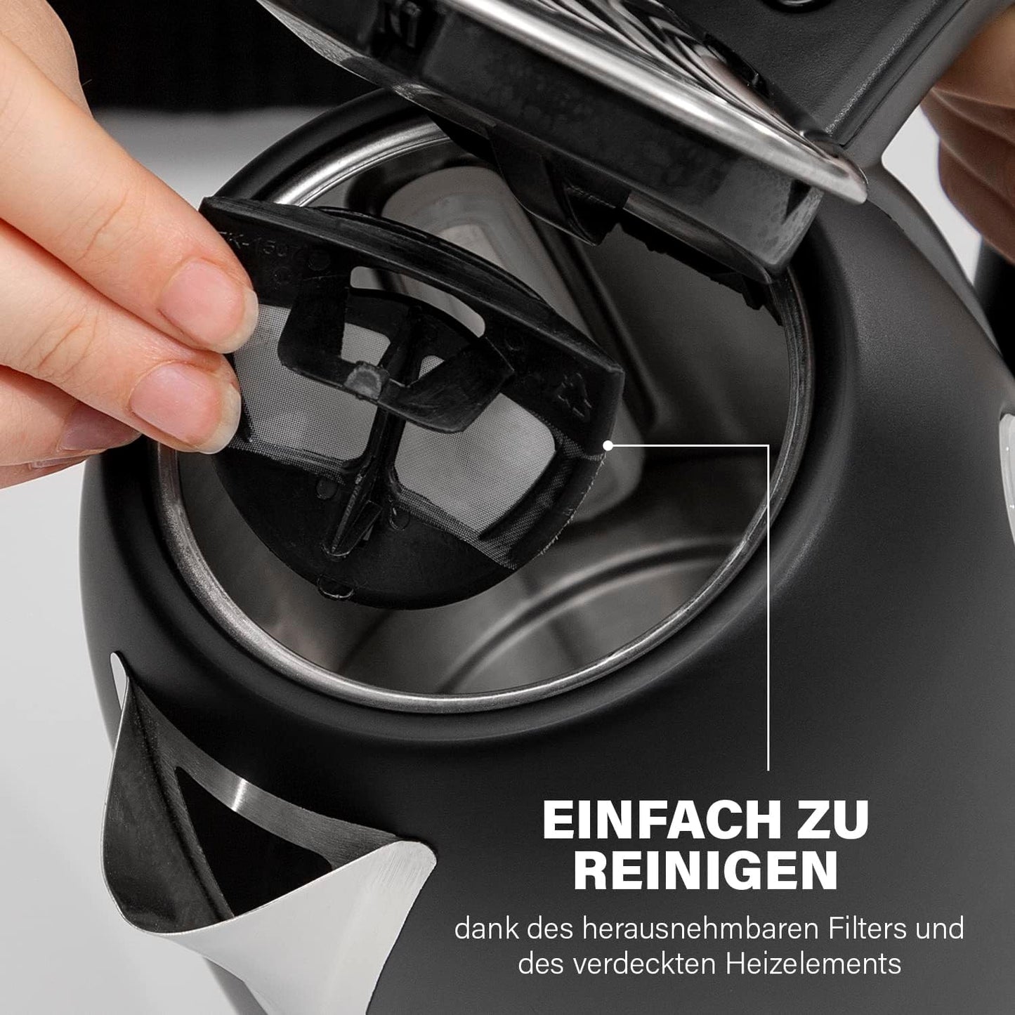 Vlues uji Princess Black Steel Kettle, 2200W, 1.7L, i zi
