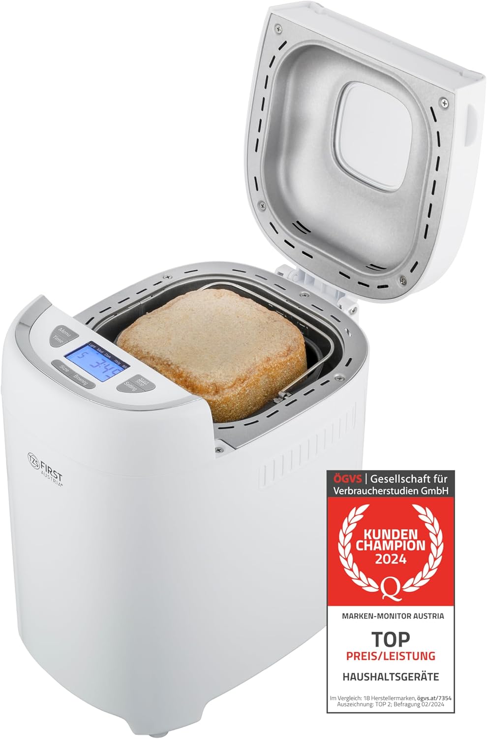 Makinë për bukë First Austria FA-5150-3, 550W, 900g, e bardhë