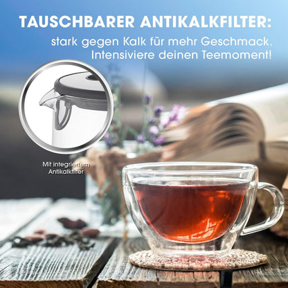 Vlues uji GOURMETmaxx Glas-Wasserkocher, 2200W, 1.7L, inox/qelq