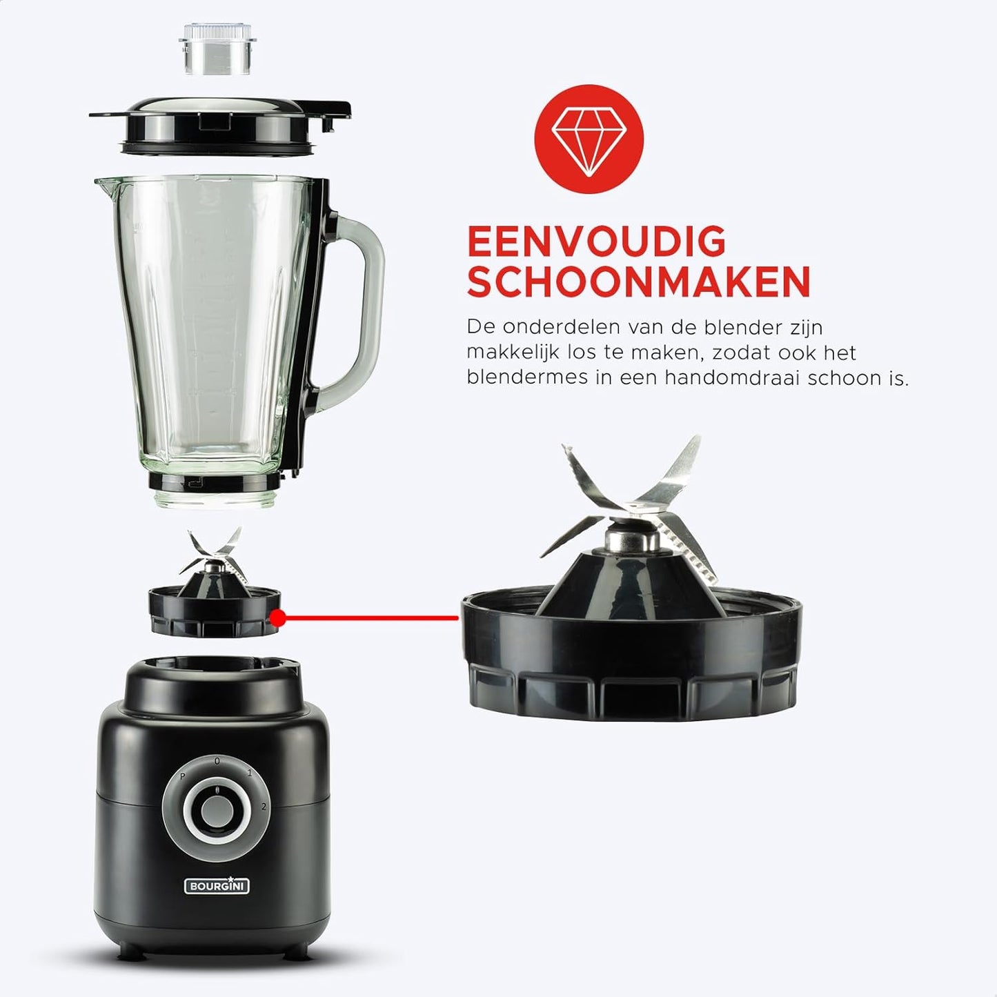 Blender Bourgini Power Blender, 1.75L, 1000W, 1.75L, i zi