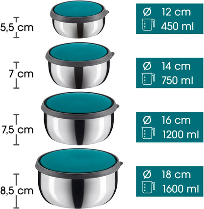Set tasa GOURMETmaxx Edelstahlschüsseln, 8 pjesë, inox