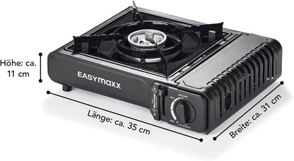 Pllakë elektrike dhe me gaz Easymaxx Gaskocher Tragbar & Kompakt, 2.2 kW, e zezë