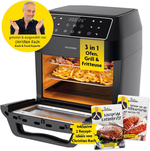 Furrë Rach's Kochwerk 3-in-1 Heissluft-Ofen, 1800W, 12L, 200°C, e zezë