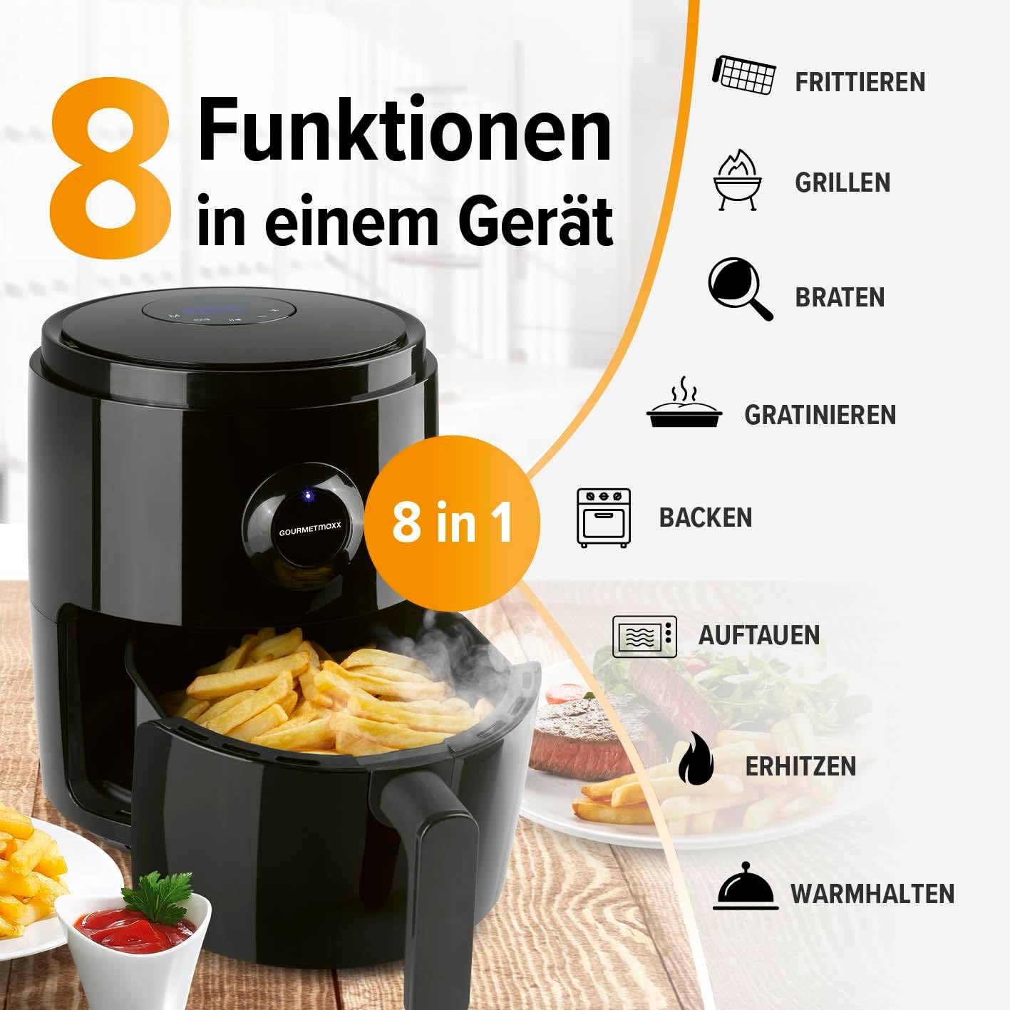 Fritezë GOURMETmaxx Digital Air Fryer, 3L, 1400W, e zezë