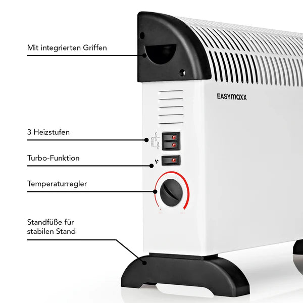 Ngrohës konvektor EASYmaxx Heizkonvektor, 2000 W, 3 nivele ngrohjeje, termostat i rregullueshëm, funksion Turbo, i bardhë