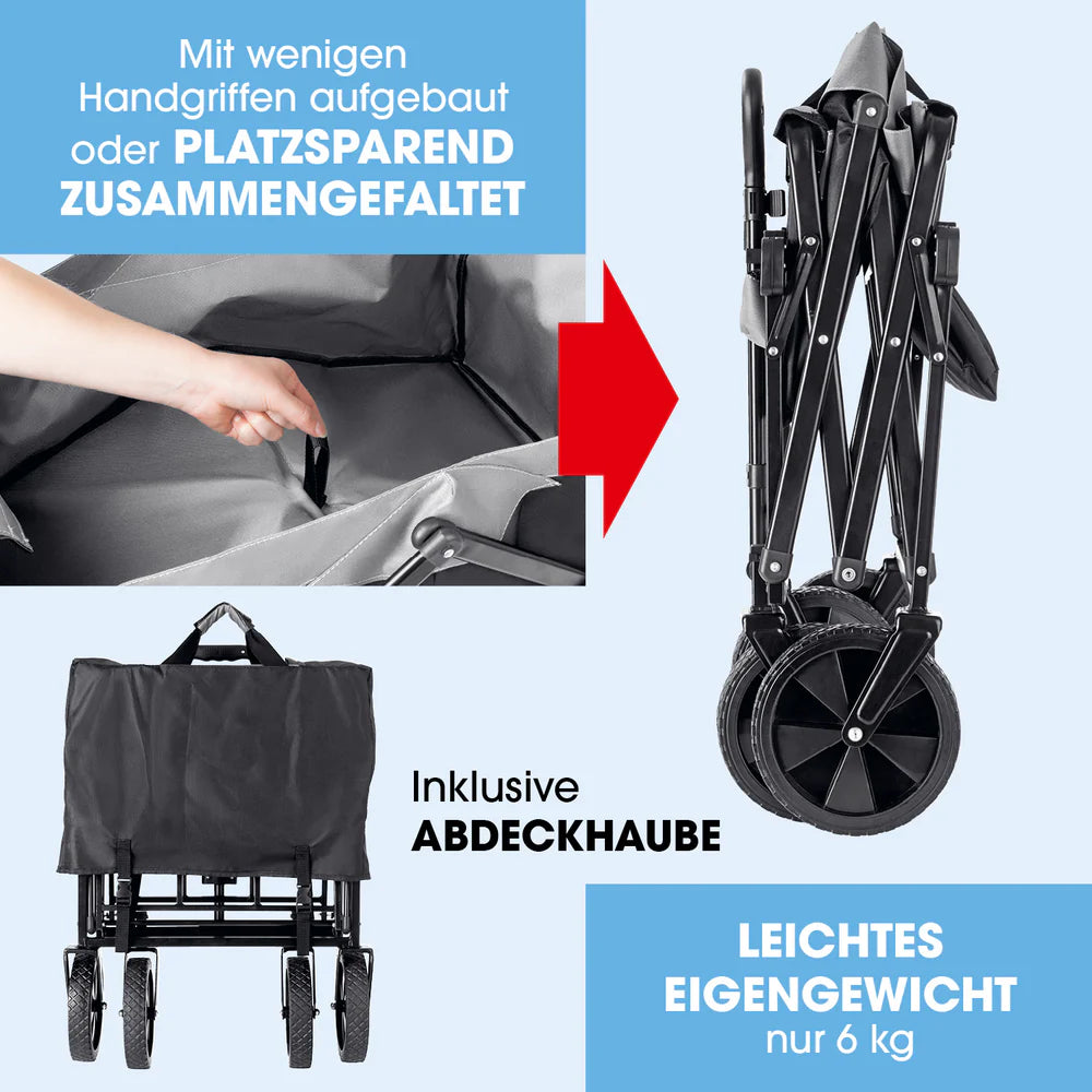 Karrocë palosëse EASYmaxx Klapp-Bollerwagen, kapacitet deri 80 kg, rrota 360°, strukturë metalike, ngjyrë gri/zezë